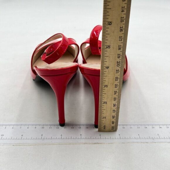 FSJ Women's Pointed Toe Stiletto Pumps Chic Slingback High Heels Red - Picture 5 of 7